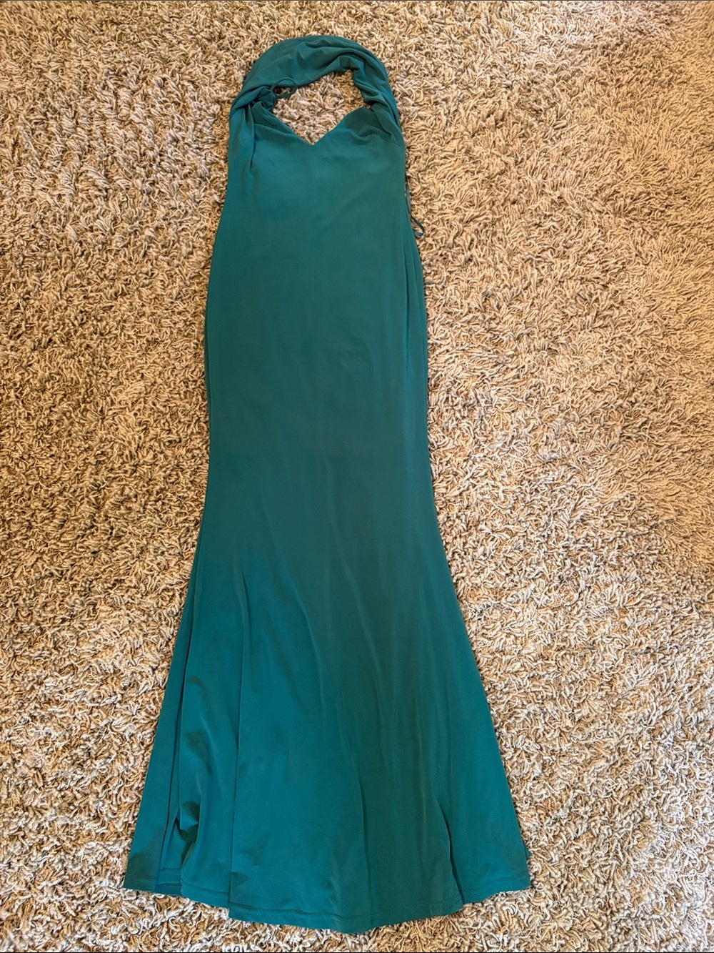 Teal Halter Maxi Dress with Draped Neckline